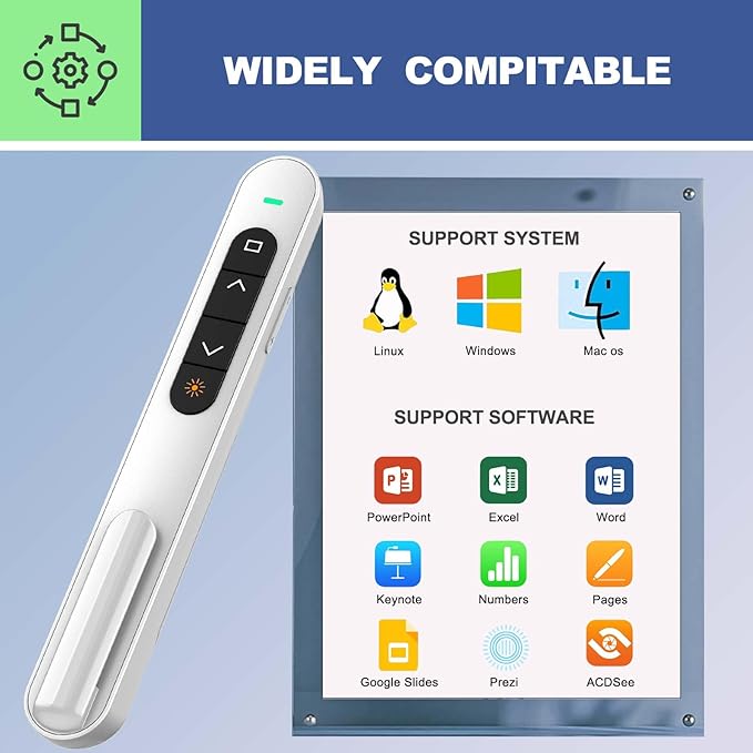 QUI Presentation Clicker with Volume Control, 2.4GHz USB Wireless Presenter - Image 6