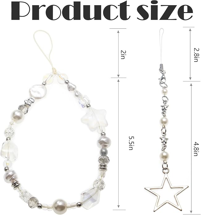 CMVFYL Beaded Camera Wrist Strap, Cute Phone Charms Strap, Pearl Bracelet Wrist - Image 6
