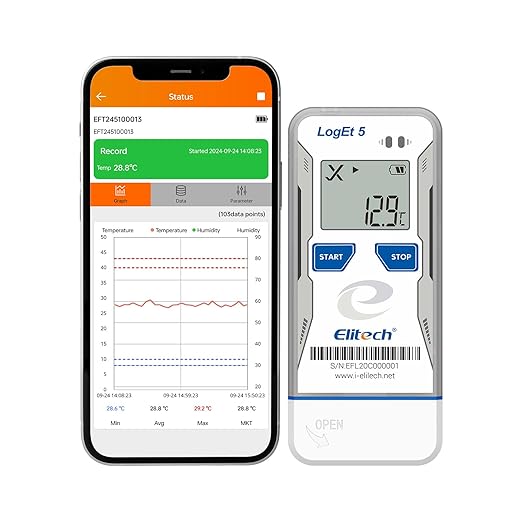 Elitech Bluetooth Temperature Data Logger FDA Standards, Reusable Recorder by Elitech
