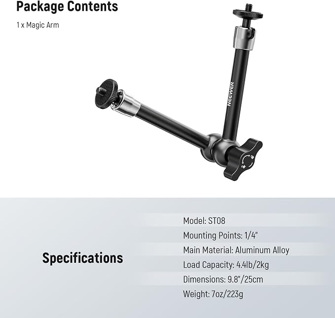 NEEWER 9.8"/25cm Adjustable Friction Magic Arm - Image 7