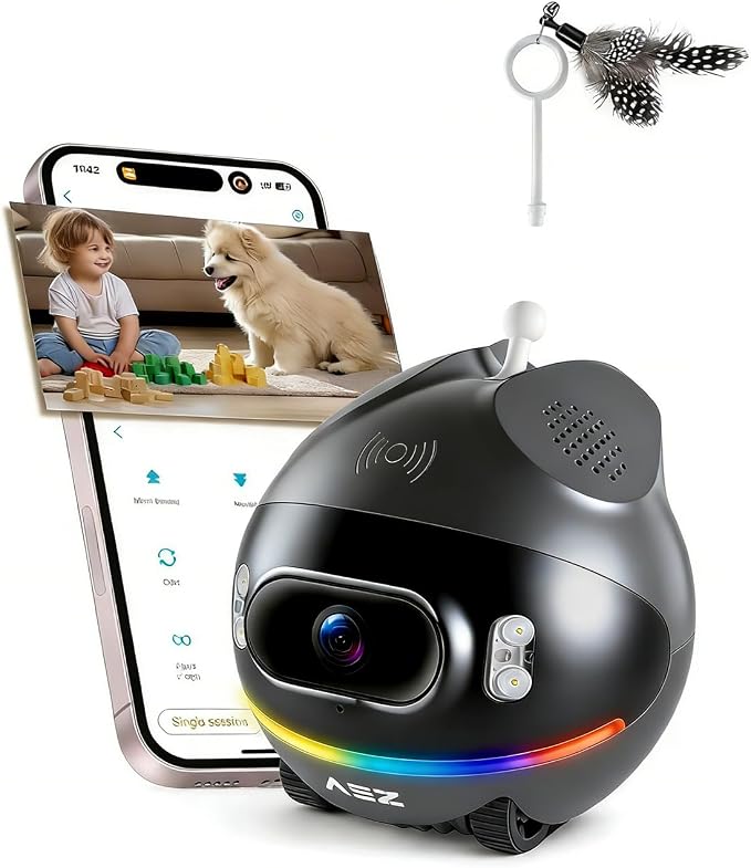 AEZ Robot Camera on Wheels 1080P Dual Lens, Indoor Movable Security Camera by AEZ