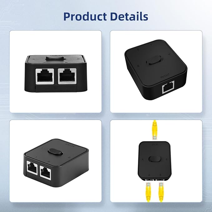 Binardat Gigabit Network Switcher, Passive Ethernet Selector, in/Out to A or B - Image 6