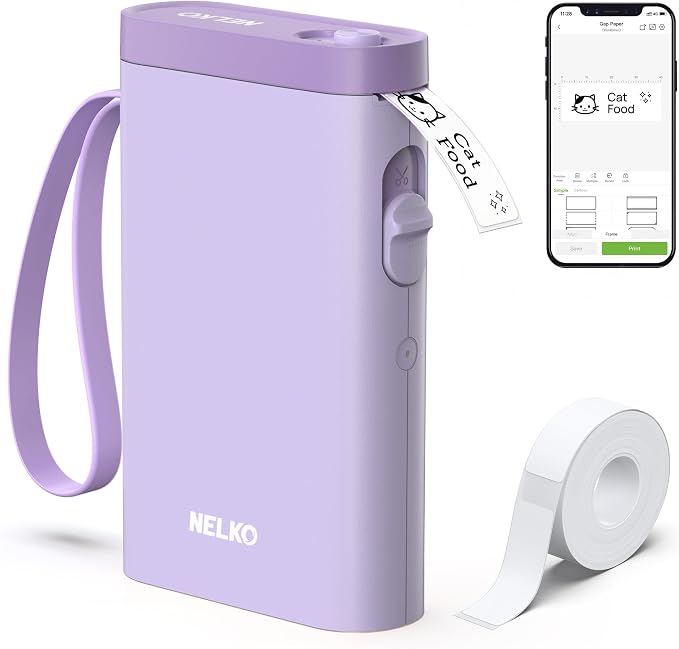 Nelko Label Maker Machine with Tape, P21 Bluetooth Label Printer, Wireless Mini by NELKO