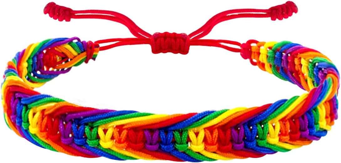 Nanafast Titanium Stainless Steel Rainbow LGBT Pride Bracelet Handmade Braided by Nanafast