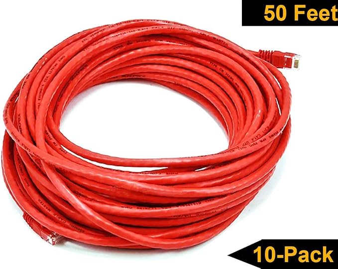 iMBAPrice 50 Feet Long Red Cat5e RJ45 Computer Network Ethernet Patch Cable - Image 8