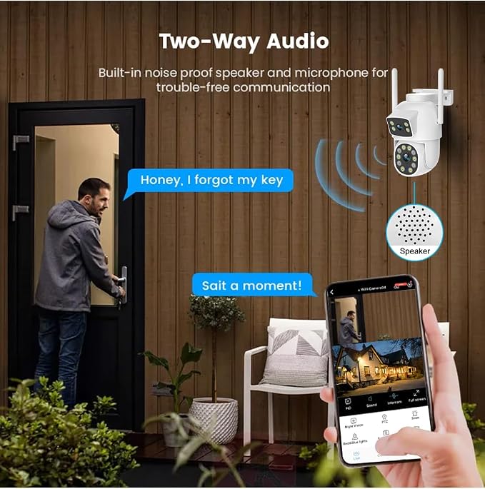 EVERSECU Dual Lens Linkage 6MP WiFi PTZ Security Camera Outdoor, 360° View - Image 7