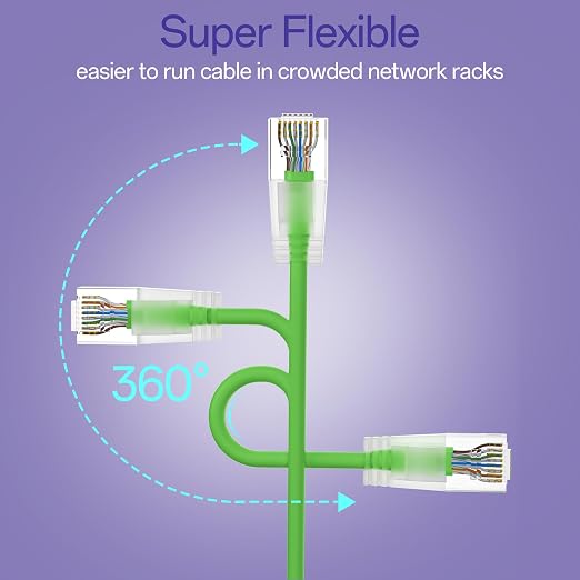 Cat6a Patch Cables 0.5ft Slim, Cat6 Ethernet Patch Cable Pure Copper, Flexible - Image 4