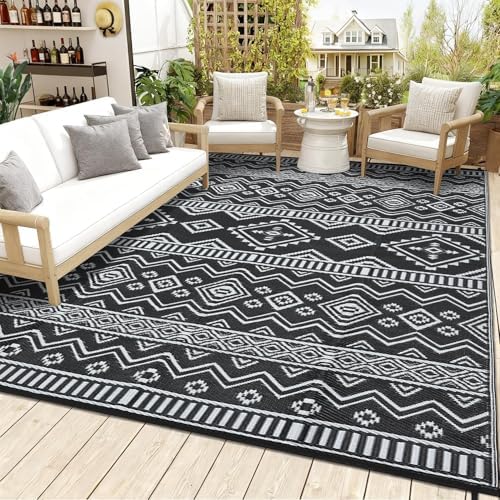 Garvee Outdoor Rug 9x18 Waterproof Reversible Boho Plastic Straw Mat, by Garvee