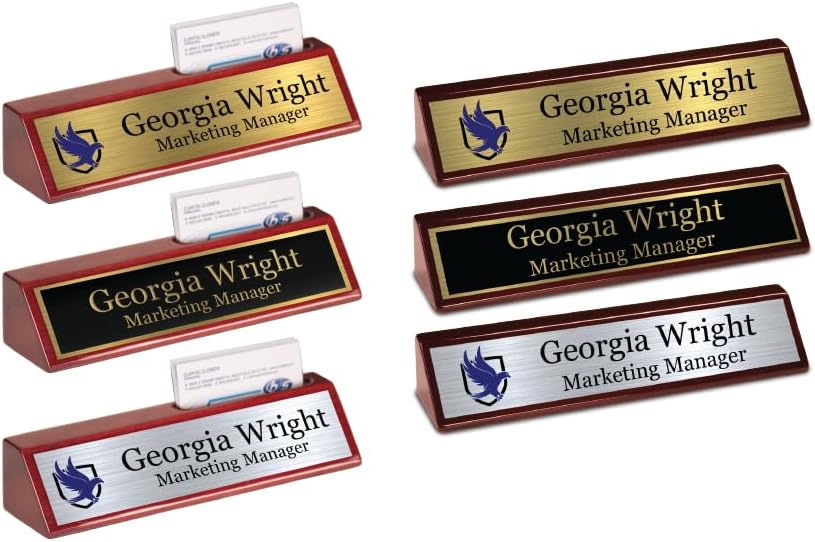 Custom Desk Wedge Name Plate - Personalized Titles and Styles (2x10 Inch, Red Piano Finish w/Name Plate)