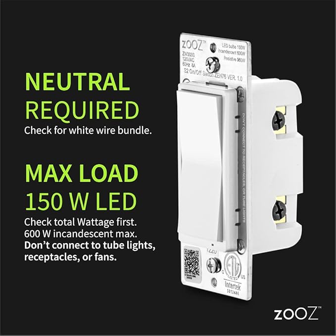 Zooz 800 Series Z-Wave Long Range S2 On Off Switch ZEN76 800LR - Image 2