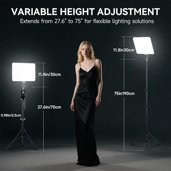 2-Pack LED Video Light Kit, 2700-6500k Dimmable Photography Lighting Kit - Image 4