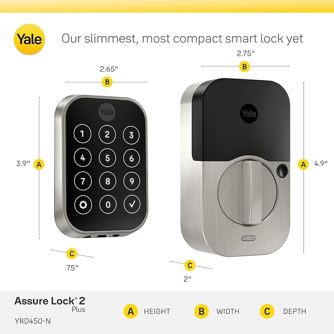 Yale Assure Lock 2 Plus Apple Home Keys, Satin Nickel Keyless Entry Door Lock - Image 6