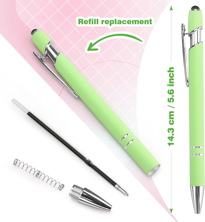 Bribobo 8 Pack Ballpoint Pen 2-in-1 Stylus Retractable Ballpoint Pen - Image 3