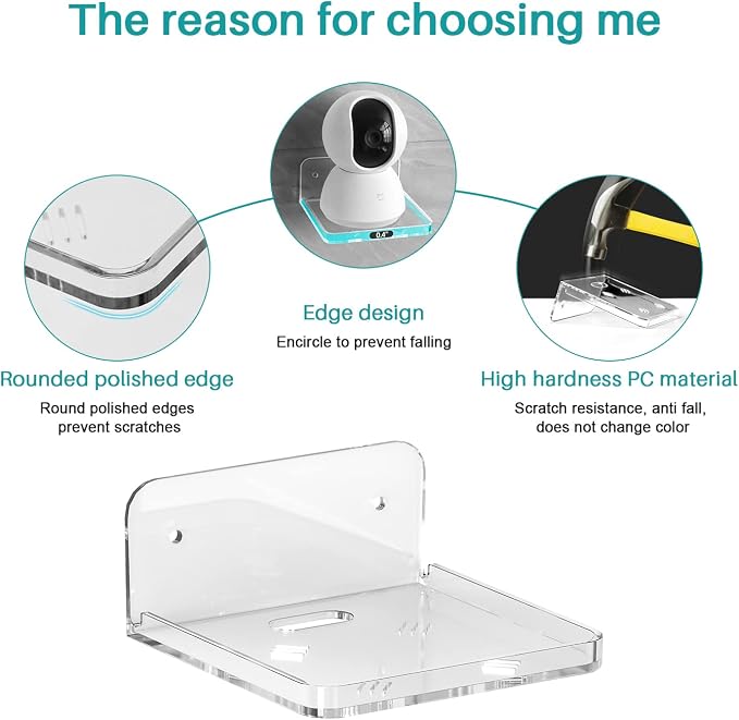 Wall Mount Floating Shelves for 2 Pcs Security Baby Camera Shelf Mini Speaker - Image 4