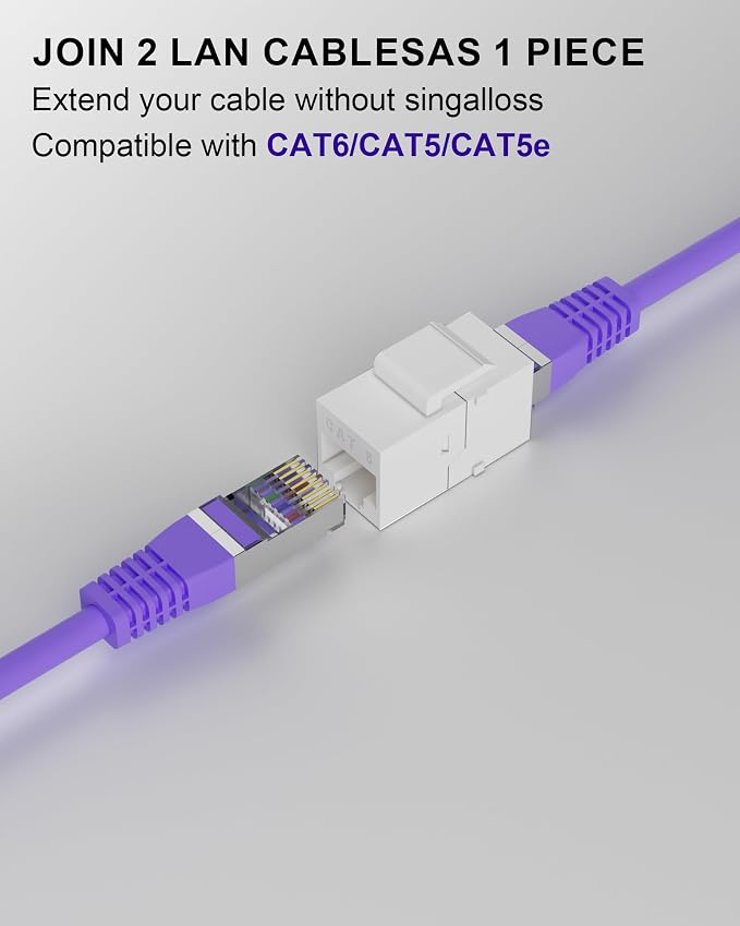 RJ45 Coupler Cat6 Keystone Jack 20-Pack, Female to Female UTP Inline Ethernet - Image 6