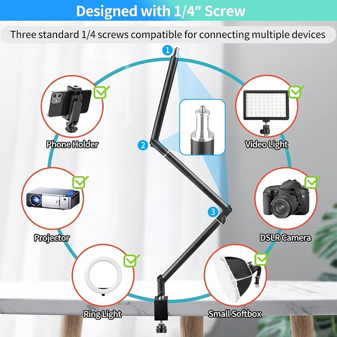 Heavy Duty Overhead Camera Desk Mount Stand 14.5"-41" - Image 5
