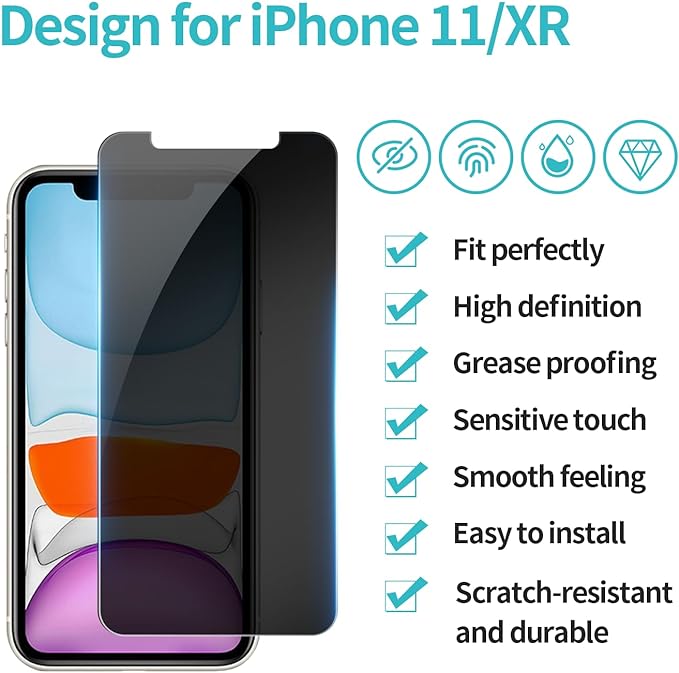 PEHAEL 3 Pack for iPhone 11/iPhone XR Privacy Screen Protector Anti-Spy - Image 2