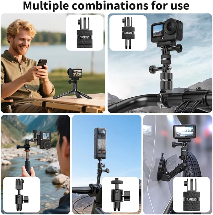 Aluminum 360 Degree Rotation Camera Swivel Mount, Vertical Metal Bracket - Image 9