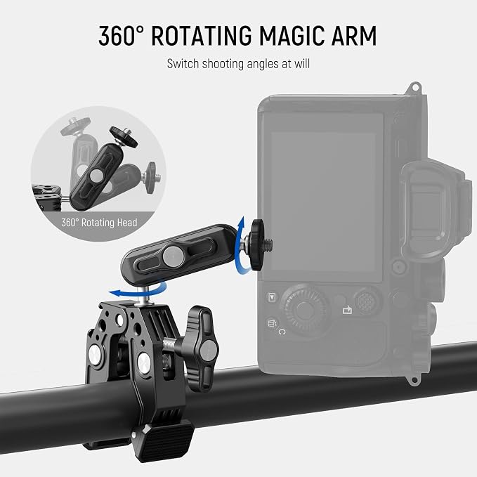 NEEWER Super Clamp with 3" Dual Ballhead Magic Arm, Cold Shoe, 1/4" Threads - Image 4