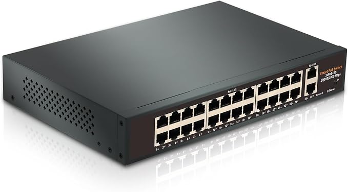 24-Port Unmanaged Gigabit PoE+ Switch by Davuaz