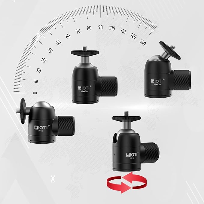 SIOTI Mini Tripod Ball Head, Swivel Mini Ball Head, Panoramic 360° Vertical Pan - Image 6