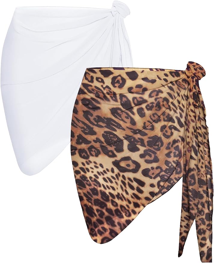 CHICGAL 2 Pieces Women Beach Sarong Bathing Suit Wrap Skirt Sheer Bikini by CHICGAL