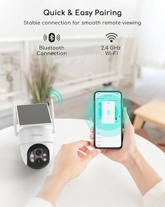 COOAU Cameras for Home Security​​, 2K 360° Solar Security Cameras Wireless - Image 9