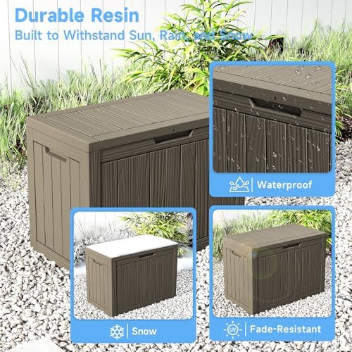 55 Gallon Outdoor Storage Box Waterproof, UV Resistant Resin Deck Box - Image 5