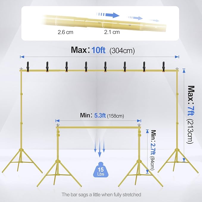 EMART Backdrop Stand 10x7ft Photo Studio Adjustable Background Stand Support kit - Image 2