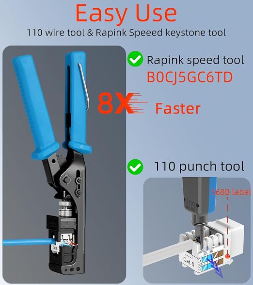Rapink RJ45 Keystone Jack Cat6 10G Support, Keystone Jacks UTP 100 Pack - Image 4