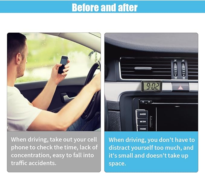 Small Electronic Dashboard Car Time Clock Self-Adhesive Mini Car Electronic - Image 4