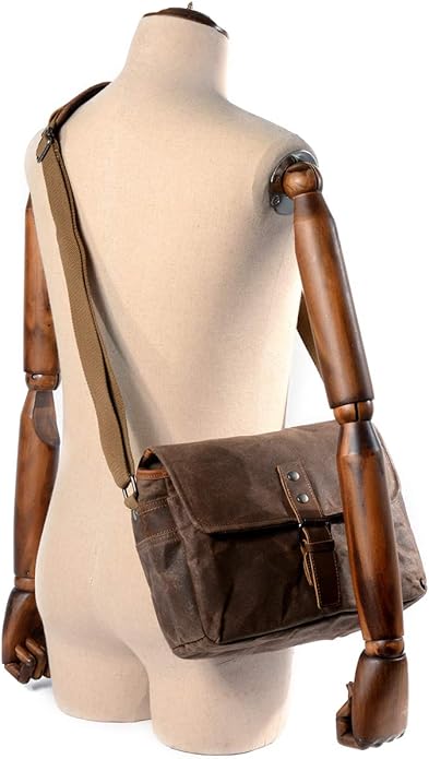 SLR Camera Bag, Waterproof Wax Canvas Bag Vintage Camera Case Messenger Bag - Image 7