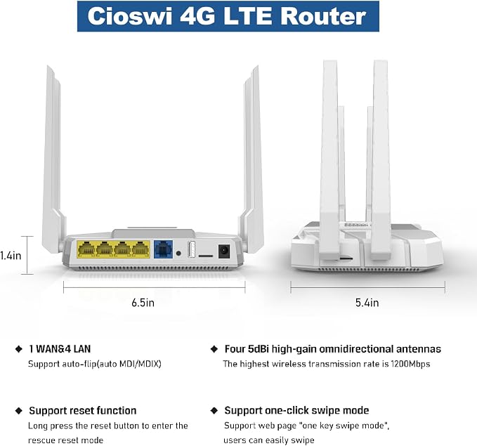 ZBT AC1200 4G LTE Router with SIM Card Slot, Unlocked Cat4 150Mbps Dual Band - Image 6
