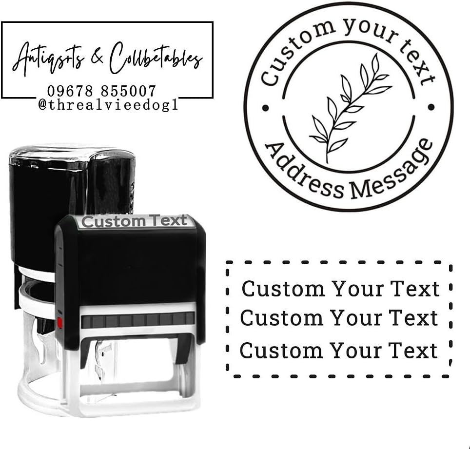 Multi-Size Custom Stamps Self Inking Personalized Logo Name Image Return Address Rubber Stamps for Office Business Personal Use (Rectangle-0.7x1.9inch)