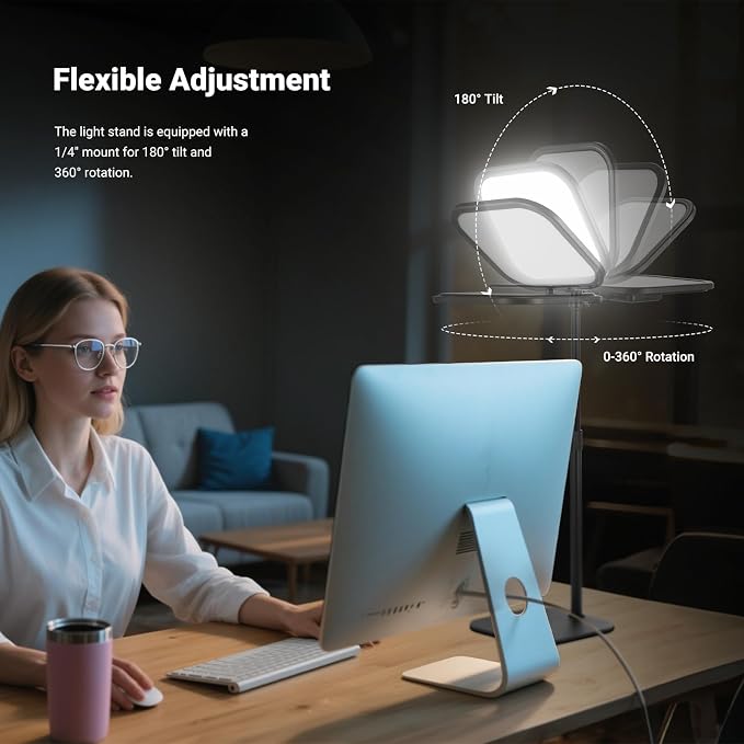 NEEWER Basics 10.8" Video Conference Lighting, 15W Bi Color Edge Lit Full - Image 6