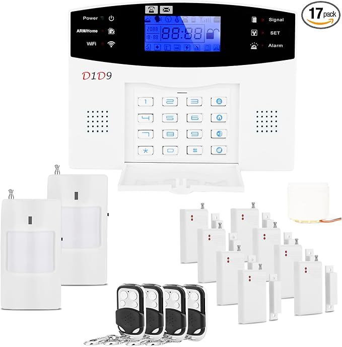 17pcs Wireless DIY Home Burglar Alarm System, 4G WiFi GSM, No Monthly Fee by D1D9