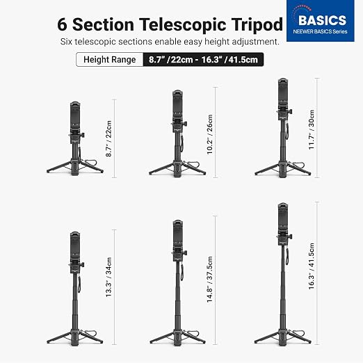 NEEWER Mini Tripod for Phone, Lightweight Foldable Small Selfie Stick Cell - Image 2