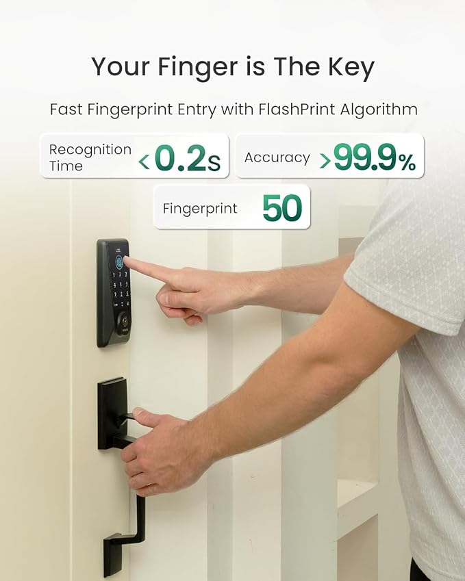 DESLOC Smart Lock D110 Plus, WiFi Fingerprint Smart Front Door Lock - Image 4
