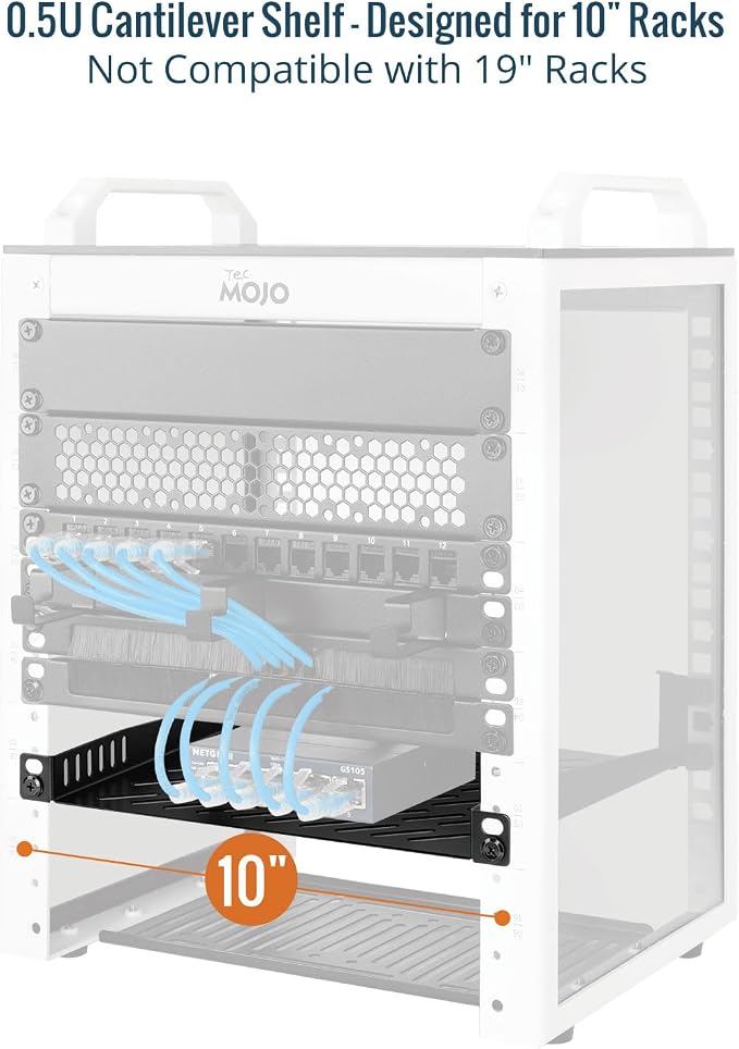 Tecmojo 2 Pack 0.5U Rack Mount Shelf - Image 3
