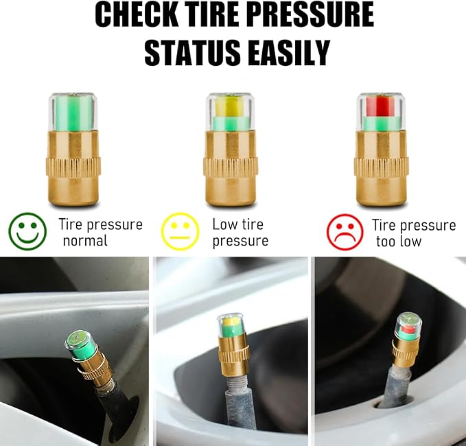 Yourkar 12 PCS Tire Pressure Monitor Valve Stem Caps, 2.4Bar 36PSI Car Tire - Image 5
