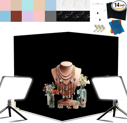 14PCS Absobent Black Flocked Photography Backdrop Boards by Exzycke