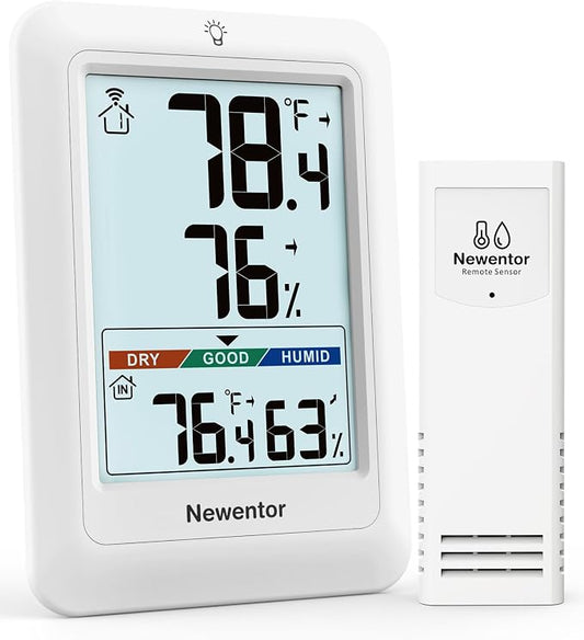Newentor Indoor Outdoor Thermometer Wireless, Weather Station by Newentor