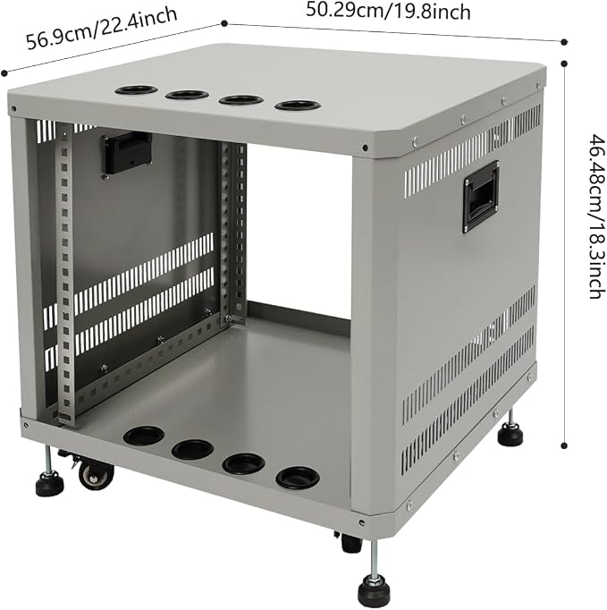 9U Stereo & Studio Rack with Wheels, Open Frame Audio Rack Cabinet, Rolling - Image 4