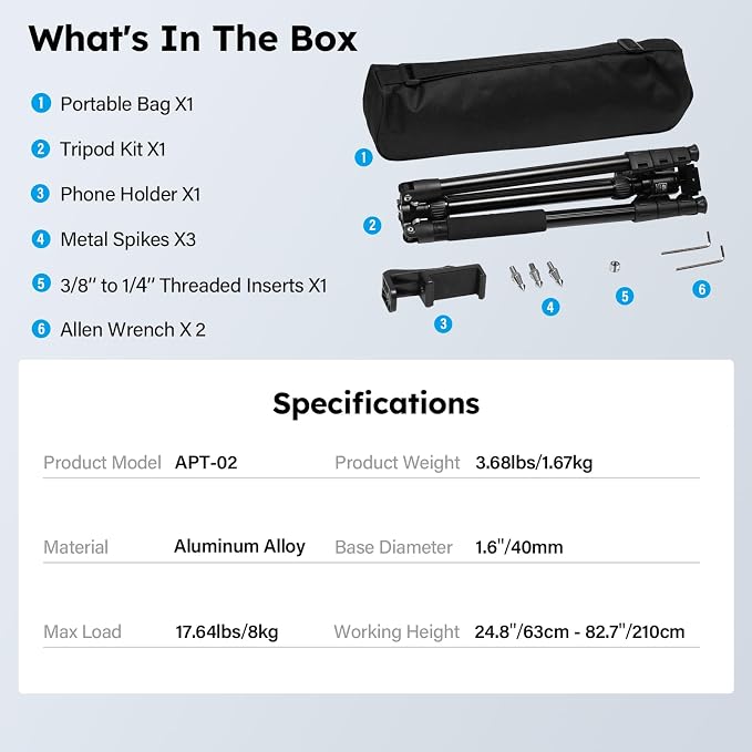 SIRUI Camera Tripod & Monopod Stand, 78.7" Tall Aluminum Detachable Tripod - Image 9