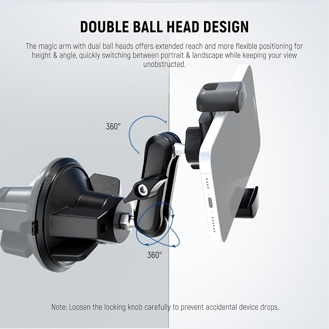 NEEWER Phone Holder for Your Car, 360° Rotating Vacuum Suction Cup Metal Cell - Image 3