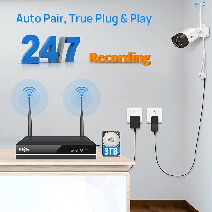 Hiseeu 5MP Outdoor WiFi Security Camera System, 16CH 8 Cam Kit, 2-Way Audio - Image 2