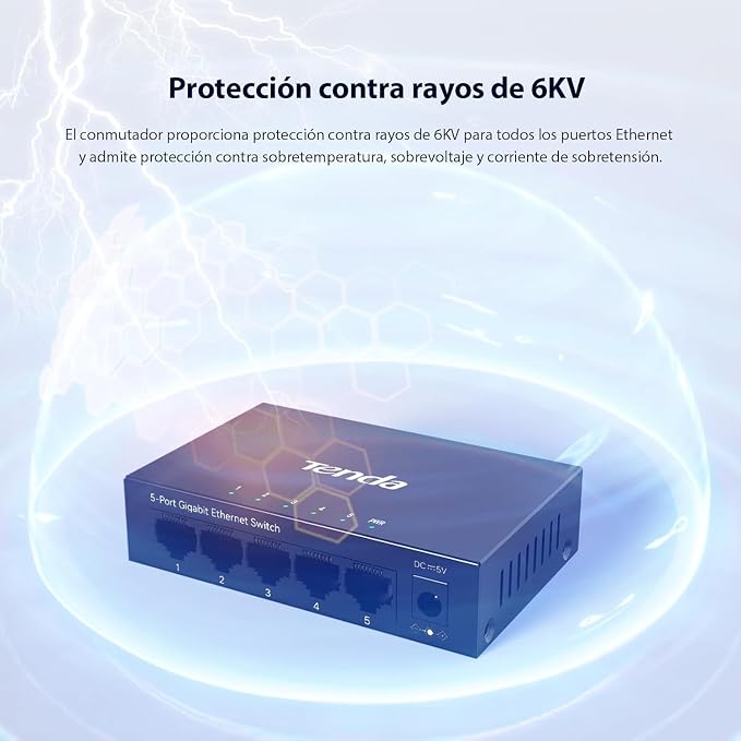 Tenda 5 Port Gigabit Switch, Unmanaged Ethernet Switch, Network Splitter - Image 6