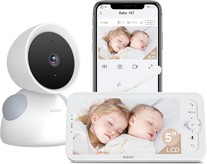 ARENTI Baby Monitor, 2K/3MP WiFi 6 Camera and Audio, 5-inch Wireless Screen by ArentiIntelligence