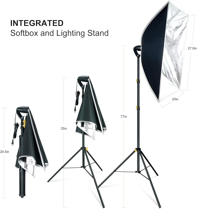 LINCO LED Softbox Photography Lighting Kit 20"x28" Professional Photography - Image 5