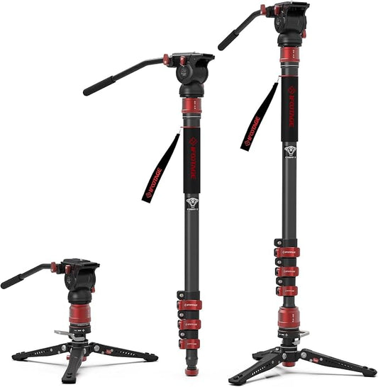 IFOOTAGE Cobra 3 Monopod with Pedal C180F-P with Fulid Head K5S, Carbon Fiber by IFOOTAGE